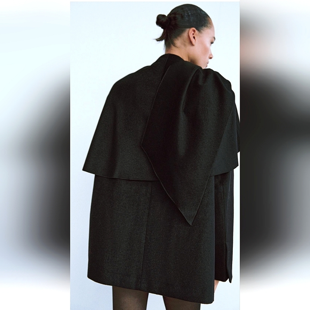 Zara Black Draped Blazer Jacket - Picture 4 of 7